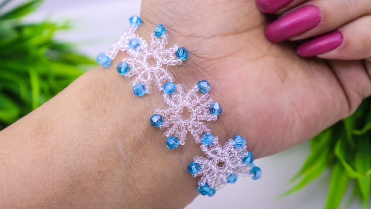 Beaded Snowflake Bracelet.Seed Bead Bracelet.Beaded Bracelet Making For Beginners-Easy & Quick Craft