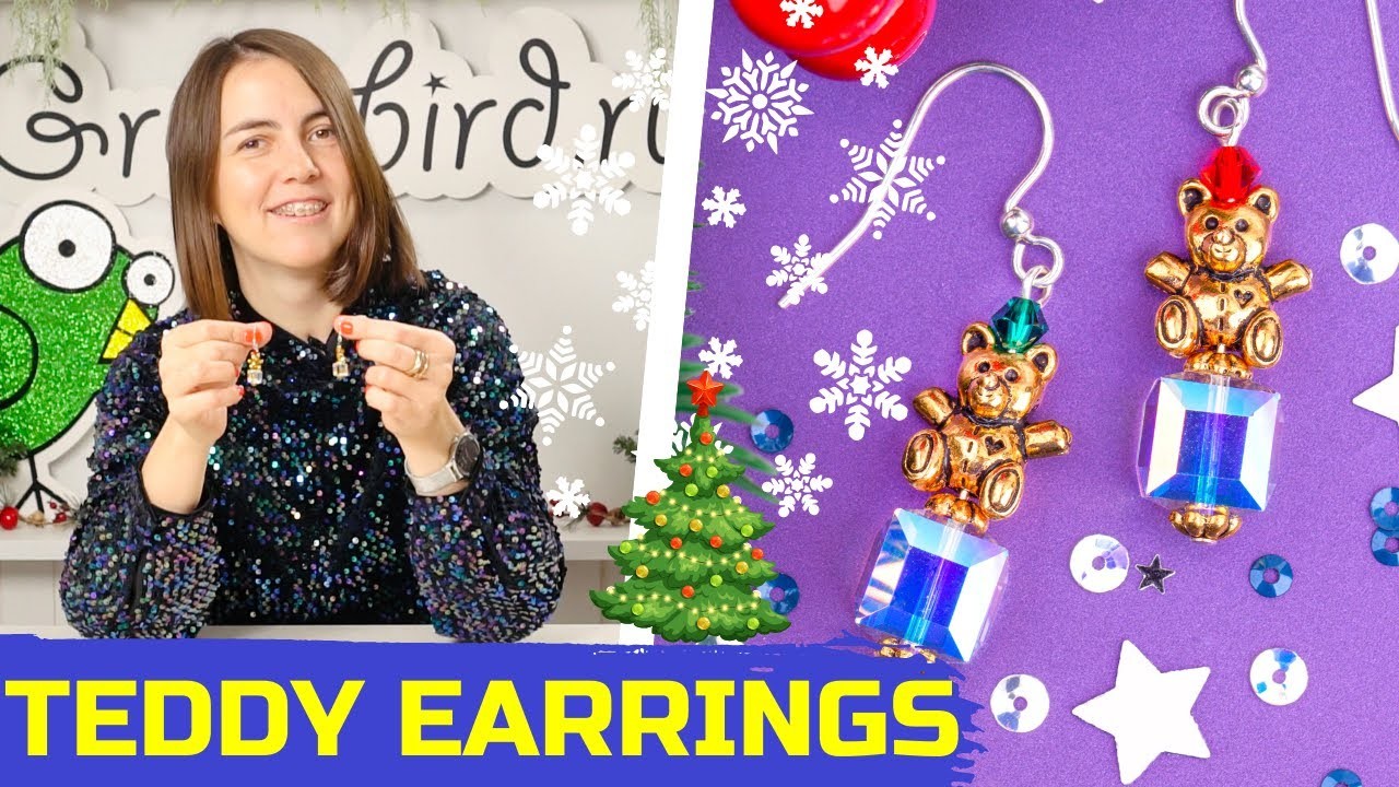 Christmas Teddy Earrings Tutorial