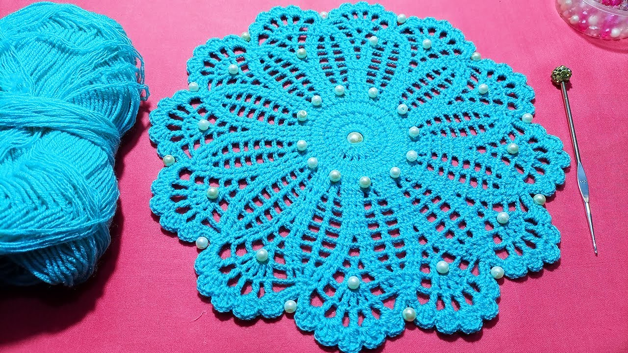 Crochet Design ( Thalposh. Table Cloth. Placemat. Doily ) in Hindi & Urdu - Woolen Craft #134