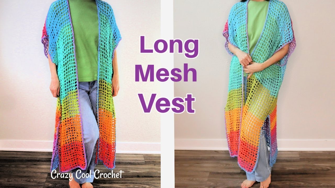 Crochet Long Vest  OR Beach Cover Up