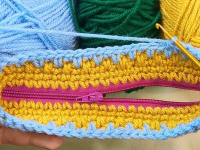 Crochet Zipper Pouch | easy zipper pouch