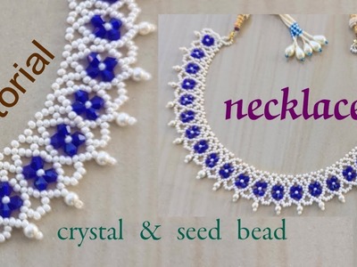 Crystal necklace making||seed bead necklace||beaded necklace||necklace making tutorial