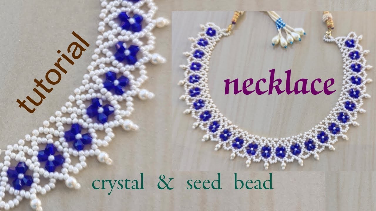 Crystal necklace making||seed bead necklace||beaded necklace||necklace making tutorial