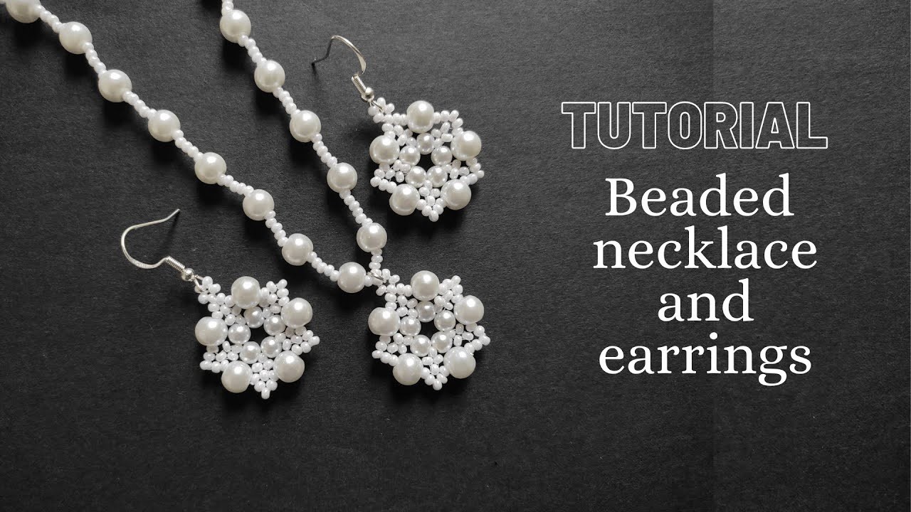 DIY beaded pendant necklace and bead earrings, Beading tutorial