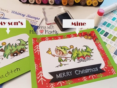 DIY Christmas card with Whimsy Stamps and Markers | Scrapbooking IDEA |