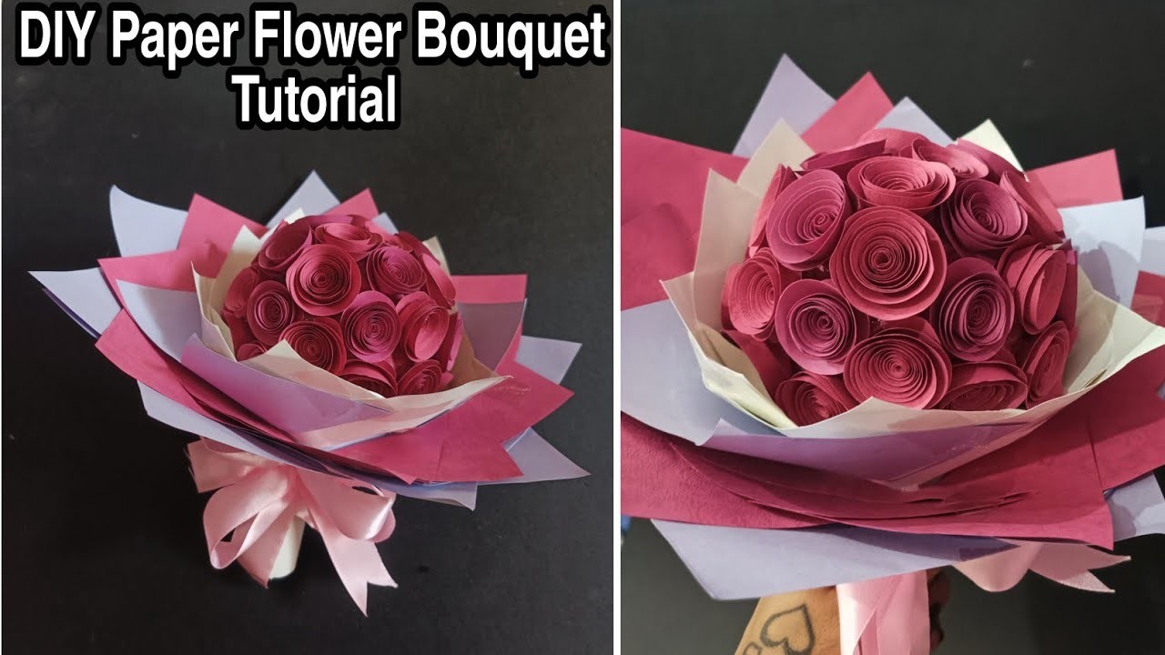 DIY Paper Flower Bouquet Tutorial|| Rose Day Gift Idea ||DIY paper Rose bouquet