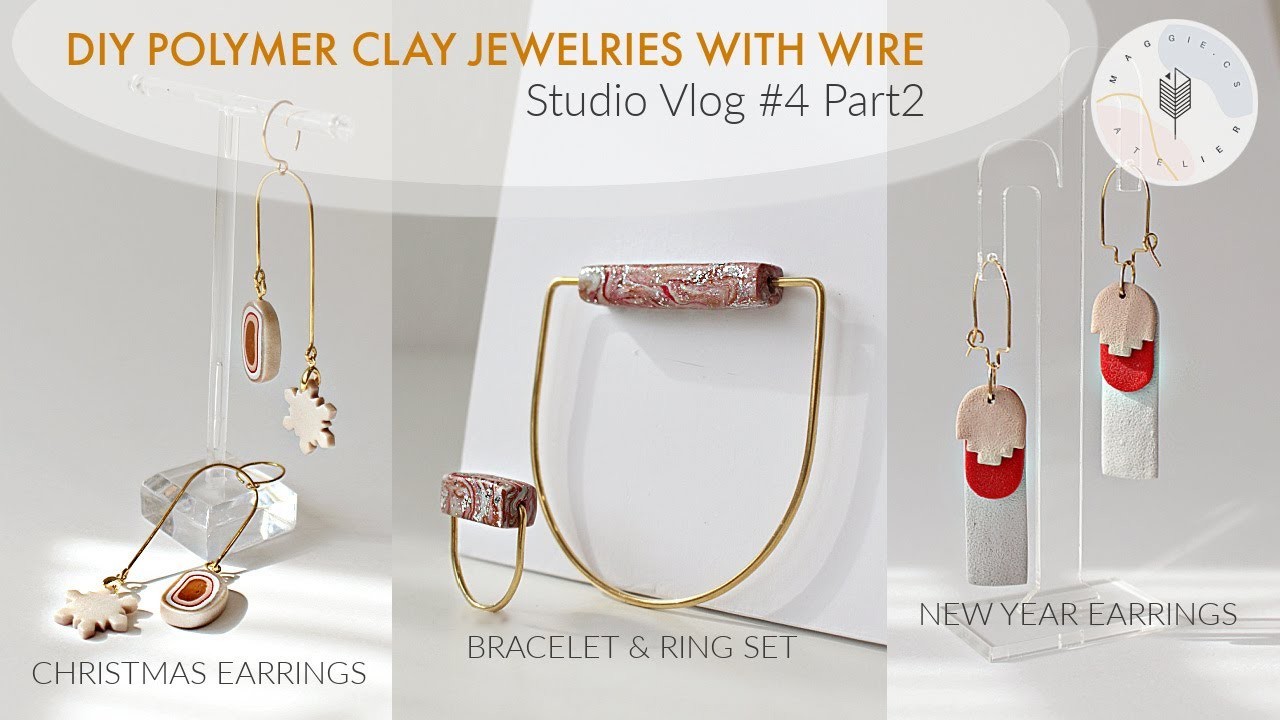 DIY Wire Polymer Clay Jewelries | Earrings, Bracelet, Ring Set for Christmas & New Year | Vlog 4 Pt2