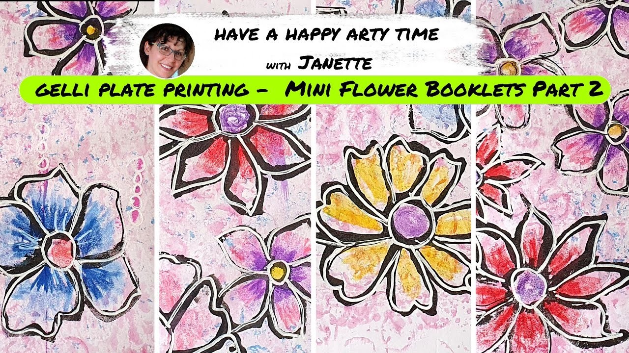 Gelli Plate Printing - Mini Flower Booklets Part 2 Making the Mini Booklets with Janette