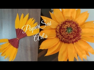 Giant Crepe Paper Sunflower for room decoration,Flores de papel crêpe,Handmade DIY@PaperSai Art's