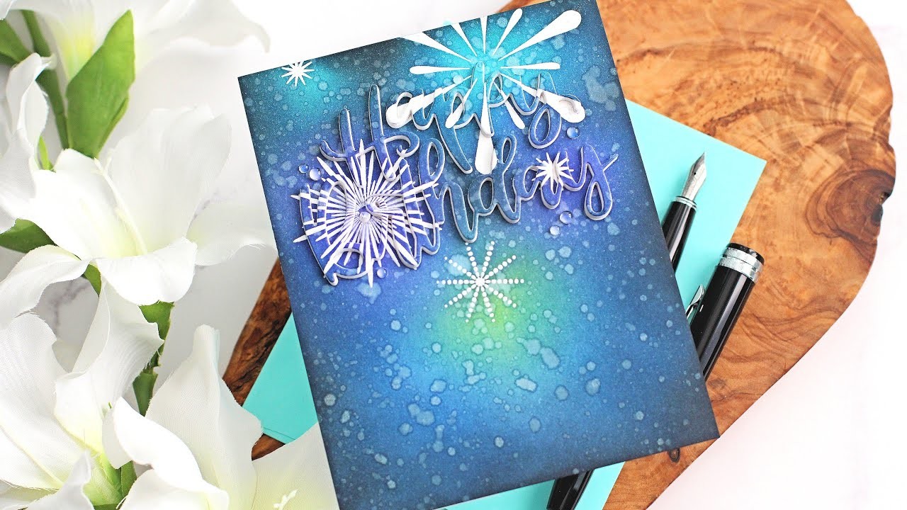 Happy Birthday Card | Eclipse Technique with Ink Blending, Heat Embossing, and Die Cutting