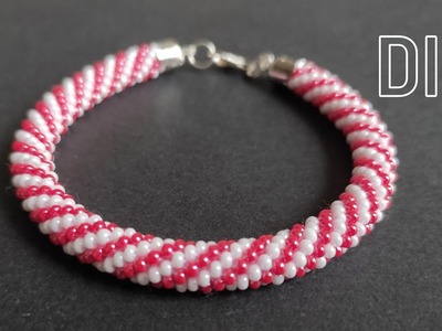 How to crochet beaded christmas bracelet, beading tutorial, crochet with beads