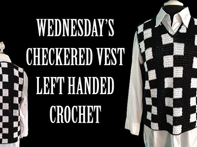Left Hand Crochet Wednesday Addams Checkered Sweater Vest
