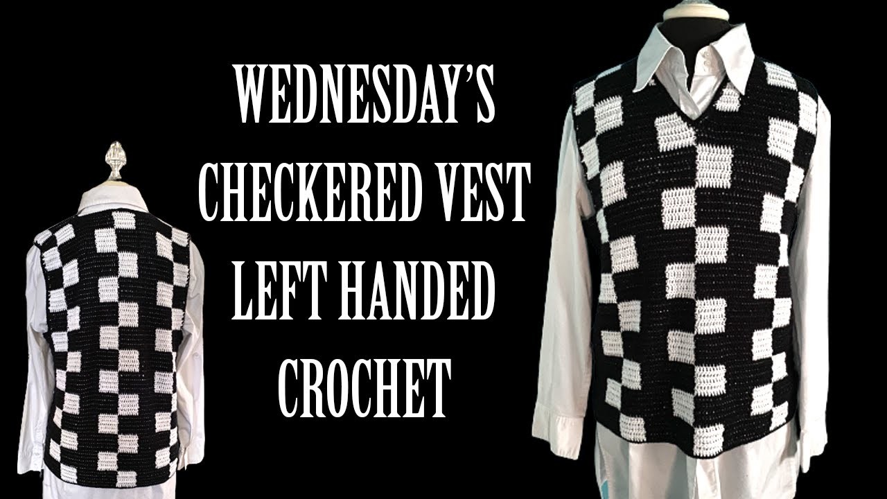 Left Hand Crochet Wednesday Addams Checkered Sweater Vest