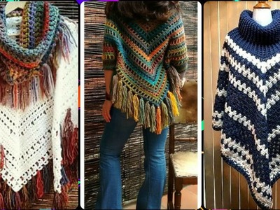 Modern and unique crochet poncho free pattern ideas and collection for ladies