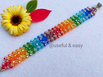 Rainbow Colours.How To Make Bracelet Easy.Beads Jewelry Making. Useful & Easy