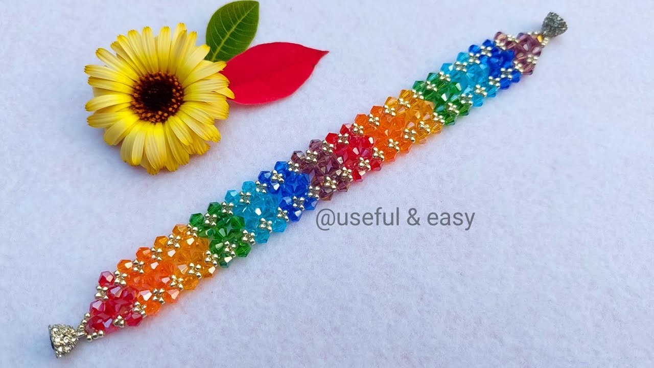 Rainbow Colours.How To Make Bracelet Easy.Beads Jewelry Making. Useful & Easy
