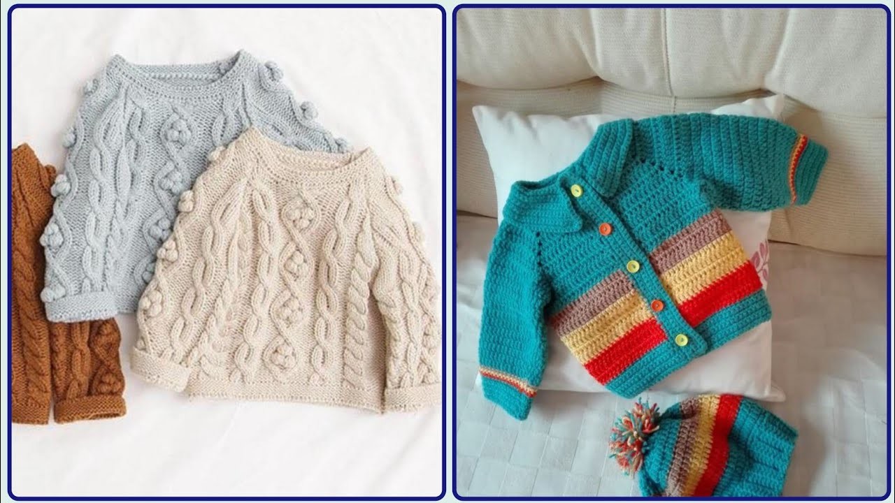 Attractive Crochet Hand-knitted Baby Sweater & Cardigan For Babies