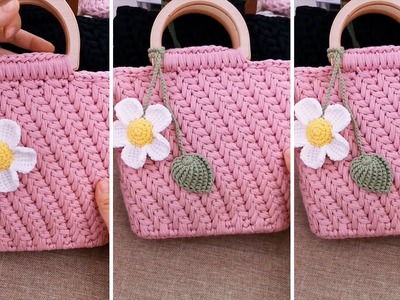 Beautiful  and Easy Crochet wheat ear flower Handbag tutorial for Beginner