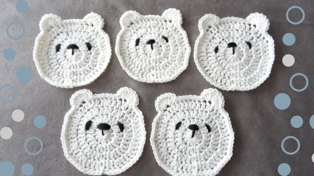 Crochet Bear Coaster Tutorial, Polar Bear Coaster Set, Cute and Easy