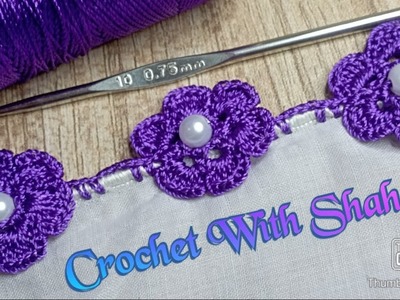 Crochet dupatta lace design. Crochet tutorial #126 by @crochetwithshaheen0786