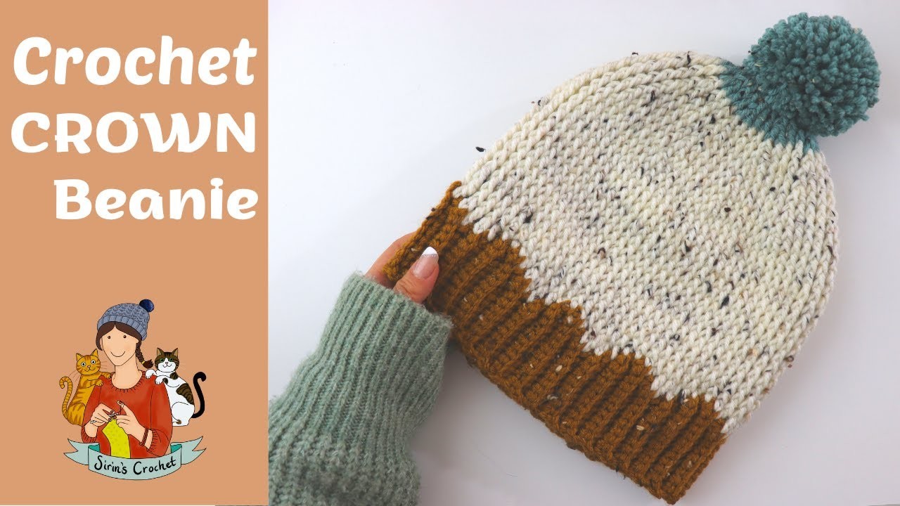 Crochet Easy Crown  Beanie. Beginner Friendly Hat Tutorial