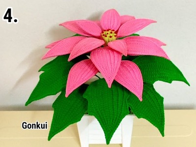 Crochet flower | Crochet Poinsettia, crochet Christmas flower Ep4.???? Leaves #crochetflower #crochet