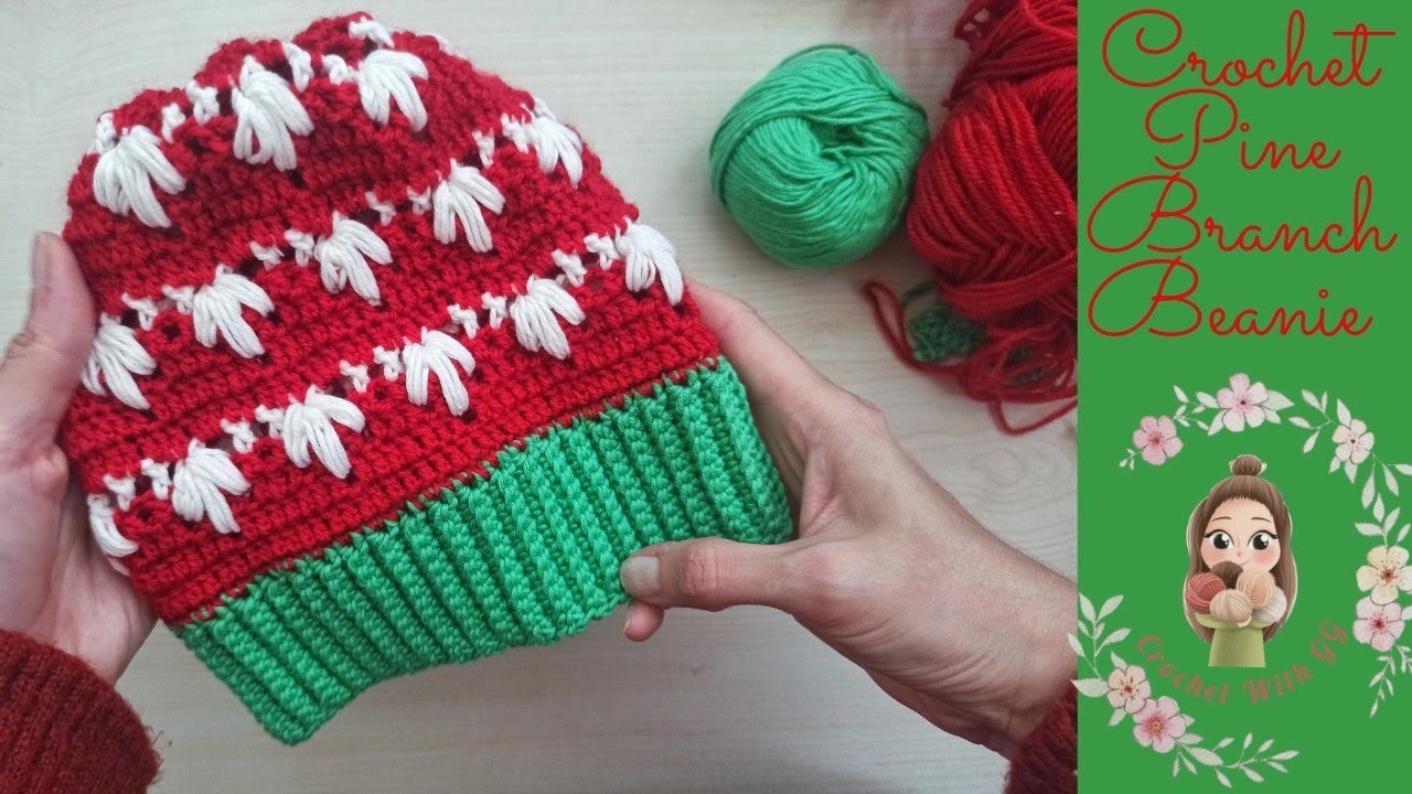 Crochet Pine Branch Beanie. Crochet Hat Tutorials