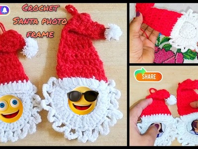 Crochet Santa photo frame