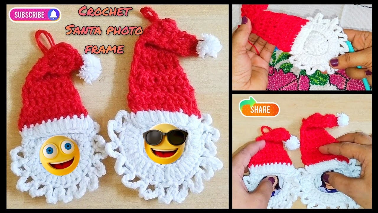 Crochet Santa photo frame