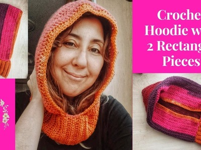Crochet Simple Hoodie with 2 Rectangle Pieces. Beginner Friendly Tutorial