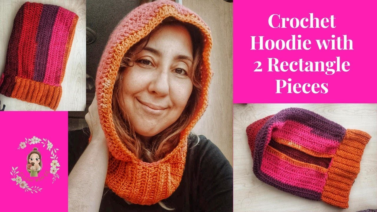 Crochet Simple Hoodie with 2 Rectangle Pieces. Beginner Friendly Tutorial
