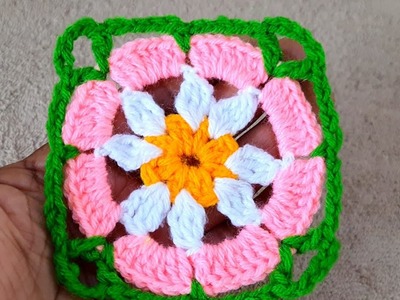 Crochet Square pattern,very easy crochet square flower tutorial,woolen Square design,Crosia design