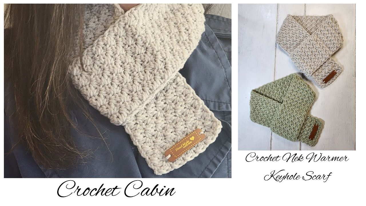 Crochet, stylish neck warmer.keyhole scarf, for beginners.