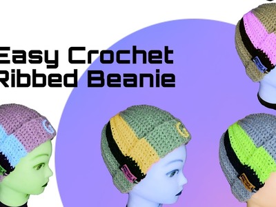 EASY Ribbed Beanie - Crochet Tutorial 4 Beginners ????| #justteecrochet #crochettutorial