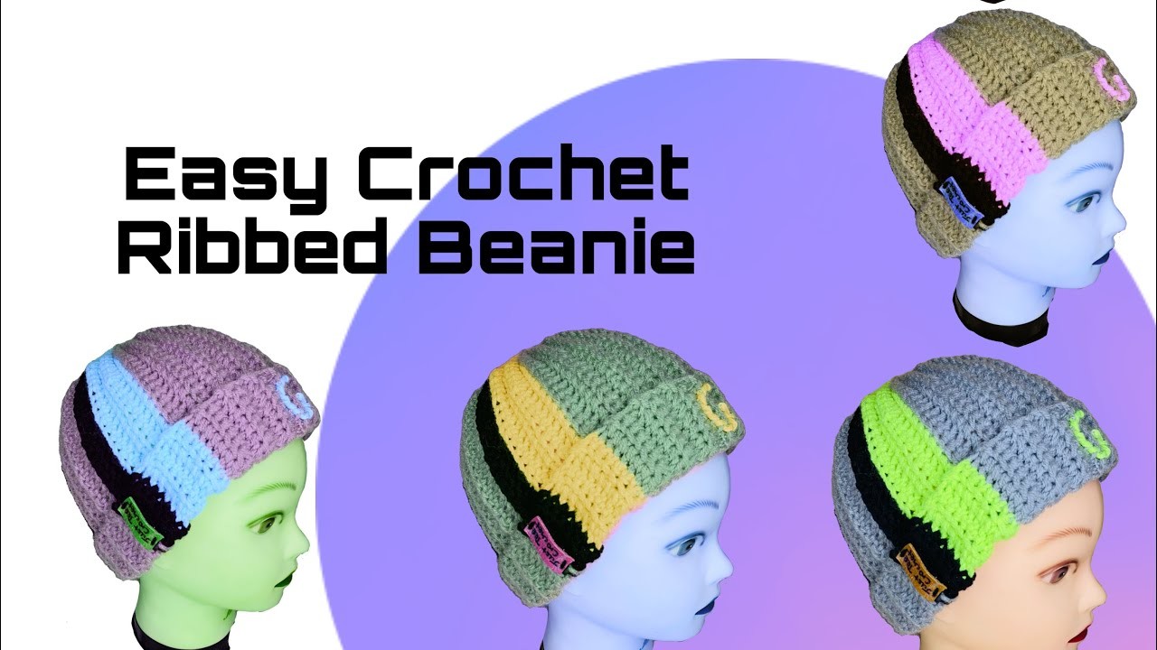 EASY Ribbed Beanie - Crochet Tutorial 4 Beginners ????| #justteecrochet #crochettutorial