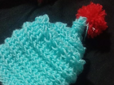 Finger knitting cap design for kids.baby topi bunai.Knitting Pattern For Baby Cap.