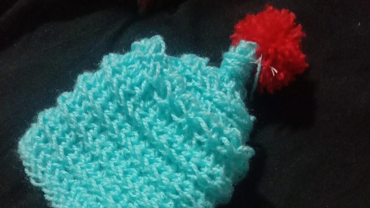 Finger knitting cap design for kids.baby topi bunai.Knitting Pattern For Baby Cap.