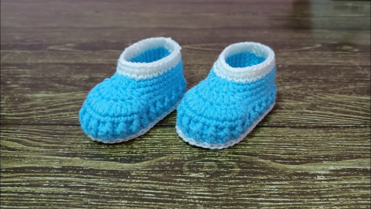How to crochet baby booties.shoes.cara mengait kasut baby.