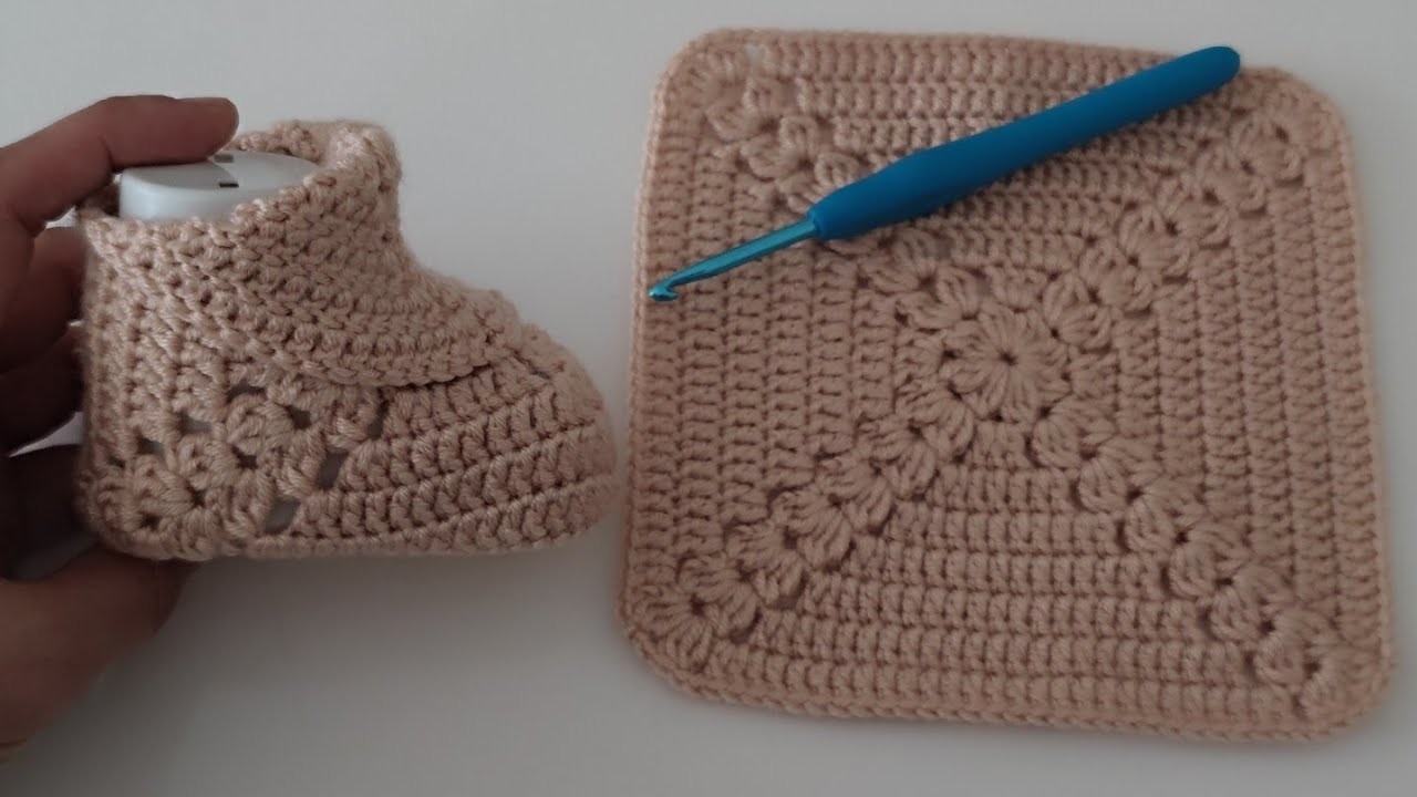 How to crochet granny square baby shoes  - AMAZİNG easy crochet baby shoes pattern for beginners