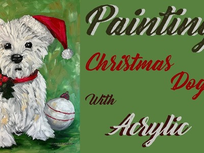 Painting Christmas dog with ornament