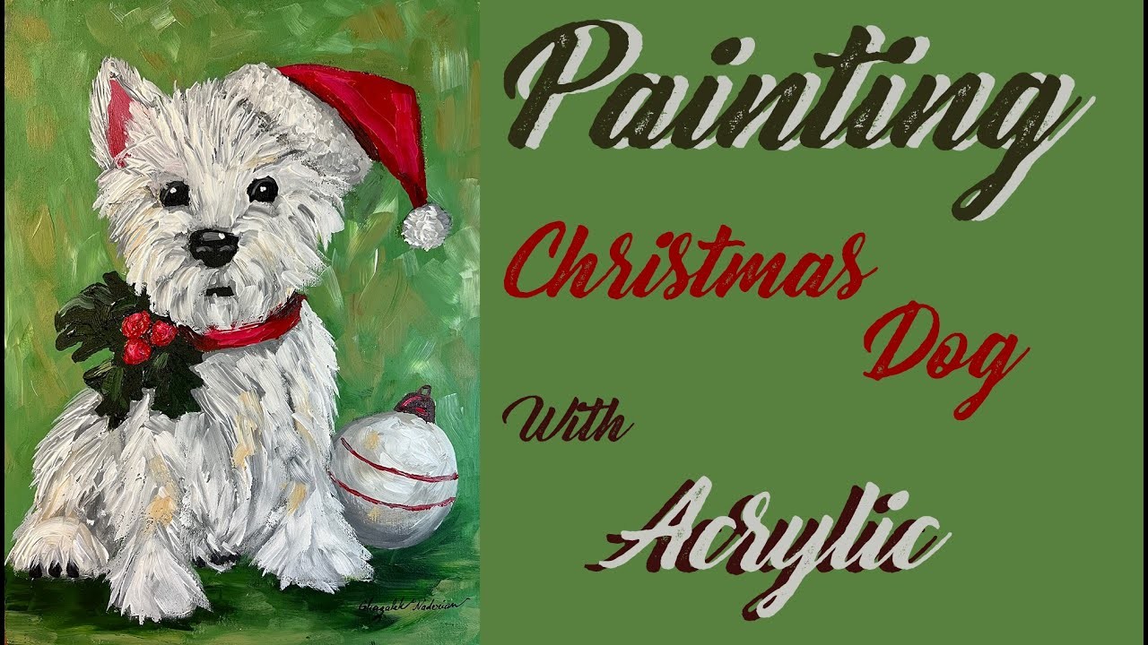 Painting Christmas dog with ornament