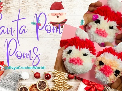 Santa Pom Poms #santa #satisfying #pompom #viral #amigurumilove  #crochet #trending #christmas