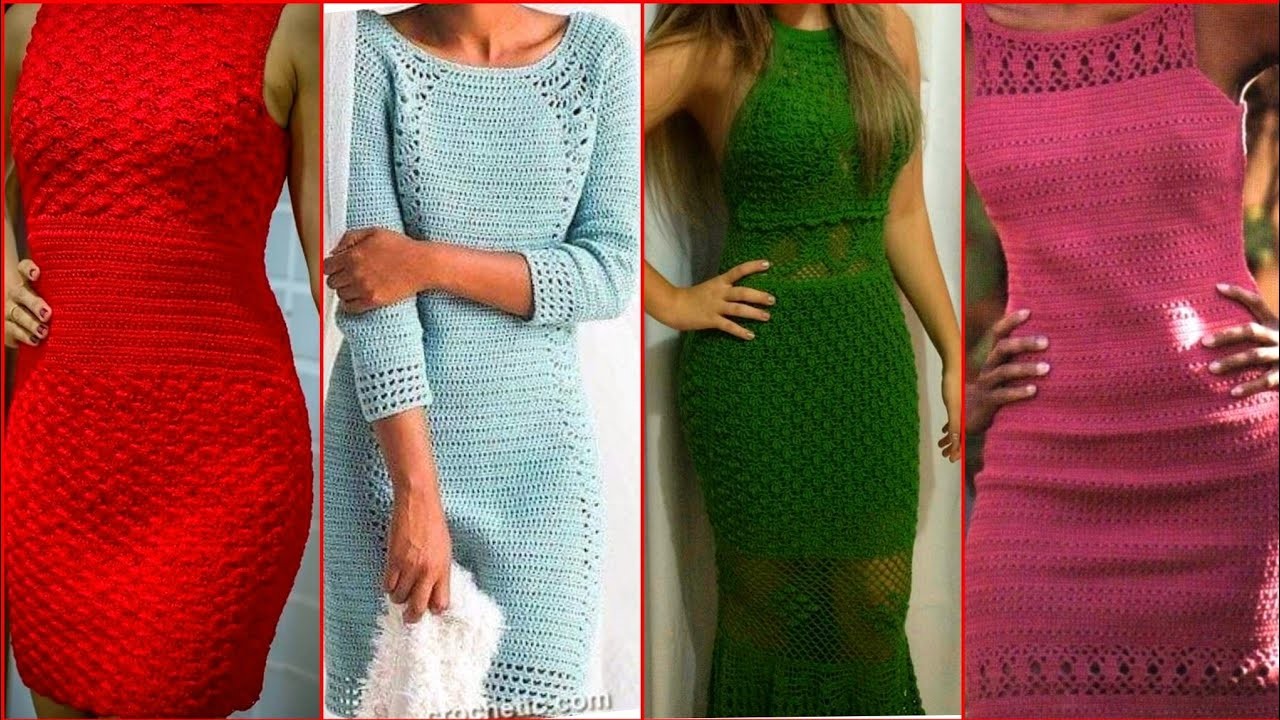 Simple crochet body con dress tutorial.cowl neck crochet dress