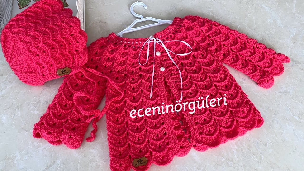 Super Beautiful Crochet Cardigan pattern for Baby Girl. Kırmızı Prenses Hırka. 6-12 ay