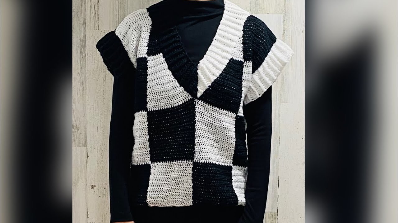 Wednesday crochet checkered vest - chaleco Merlina de cuadros a crochet || Tutorial ||