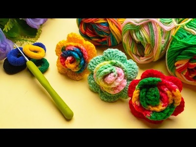 WOW‼️Super easy crochet | You will love it‼️| Crochet Hair Ties.pony.rose knitting.crochet tutorial