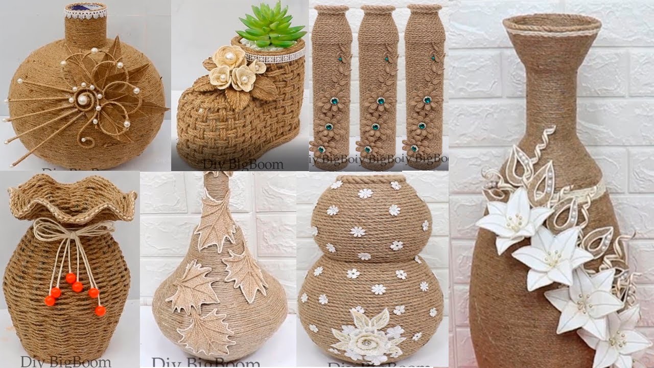 10 Jute Flower Vase Ideas Collection | Home decorating ideas handmade