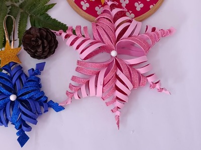 3D Snowflake From Glitter Foam Sheet | Diy Christmas Ornaments | Christmas Decoration Ideas????‍????