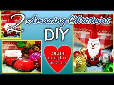Christmas Santa &Santa Boot with Empty Acrylic Bottles|Christmas Santa DIY|DIY Santa boot