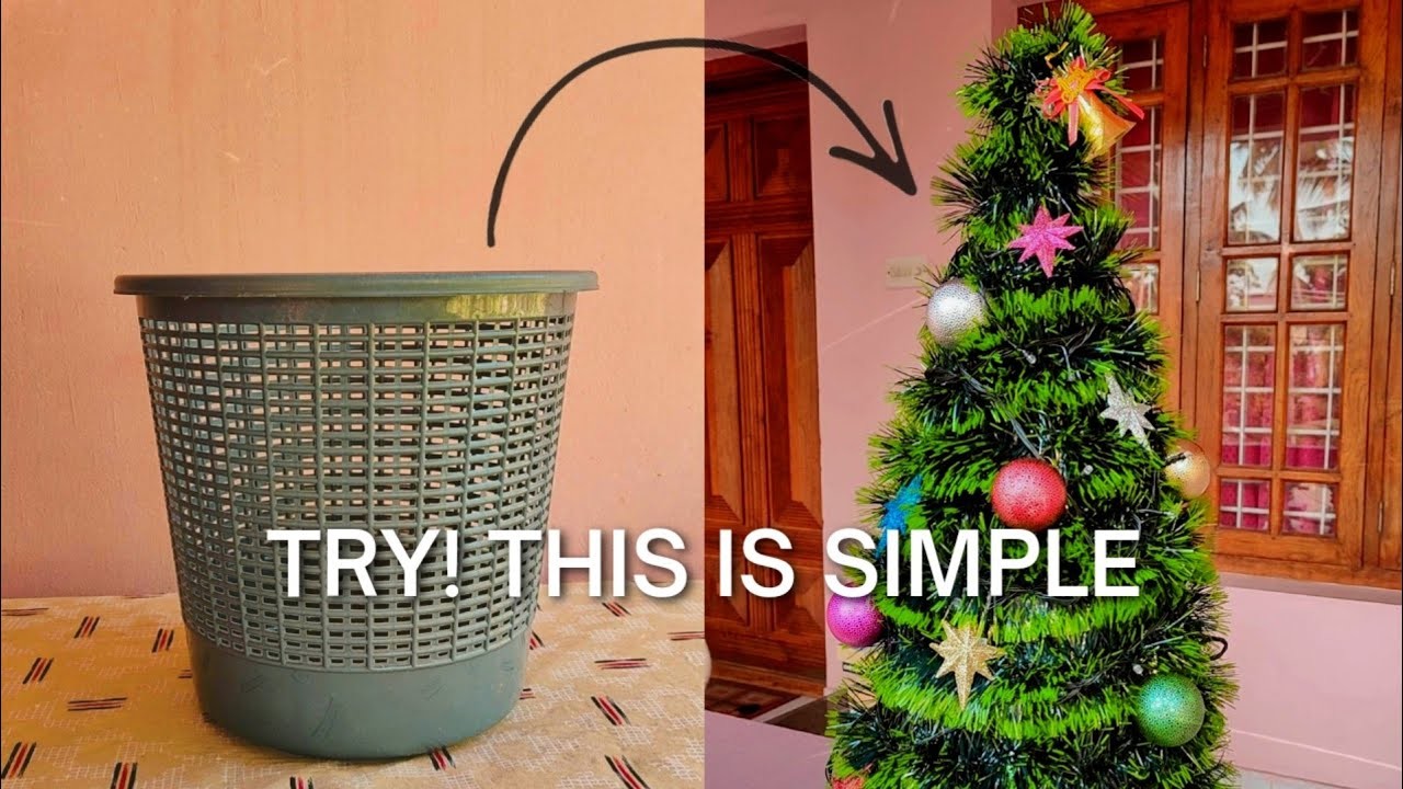 Christmas tree from plastic basket DIY #christmas #christmasdiy #winter #christmastree #decoration